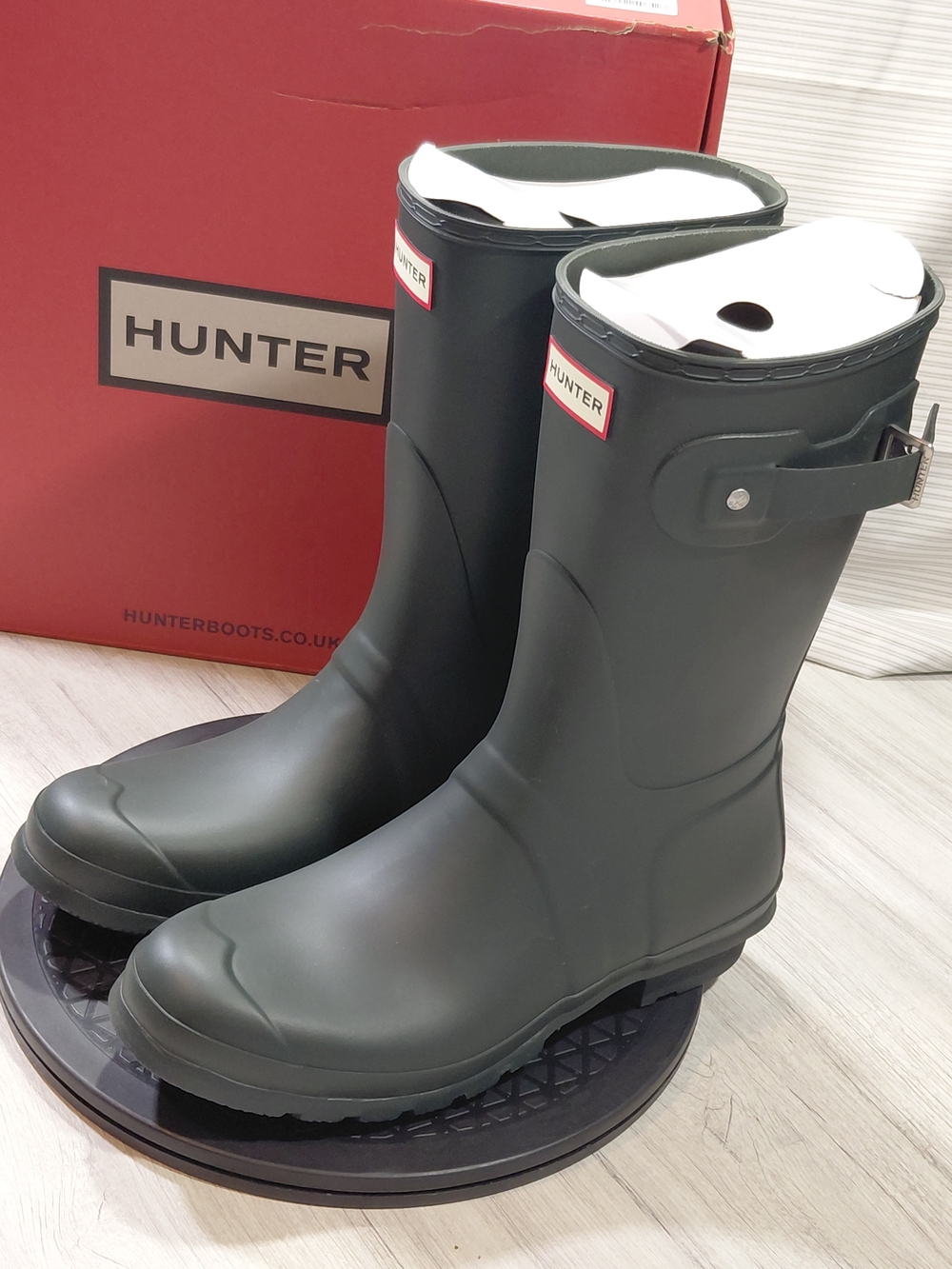 NEW Hunter Womens Original Short Waterproof Boots - Dark Olive Green SIZE W11